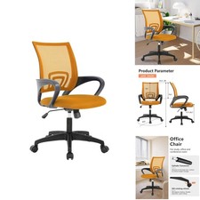 FDW Home Office Chair Ergonomic Mid Back Mesh with Lumbar Support Armrest Orange picture