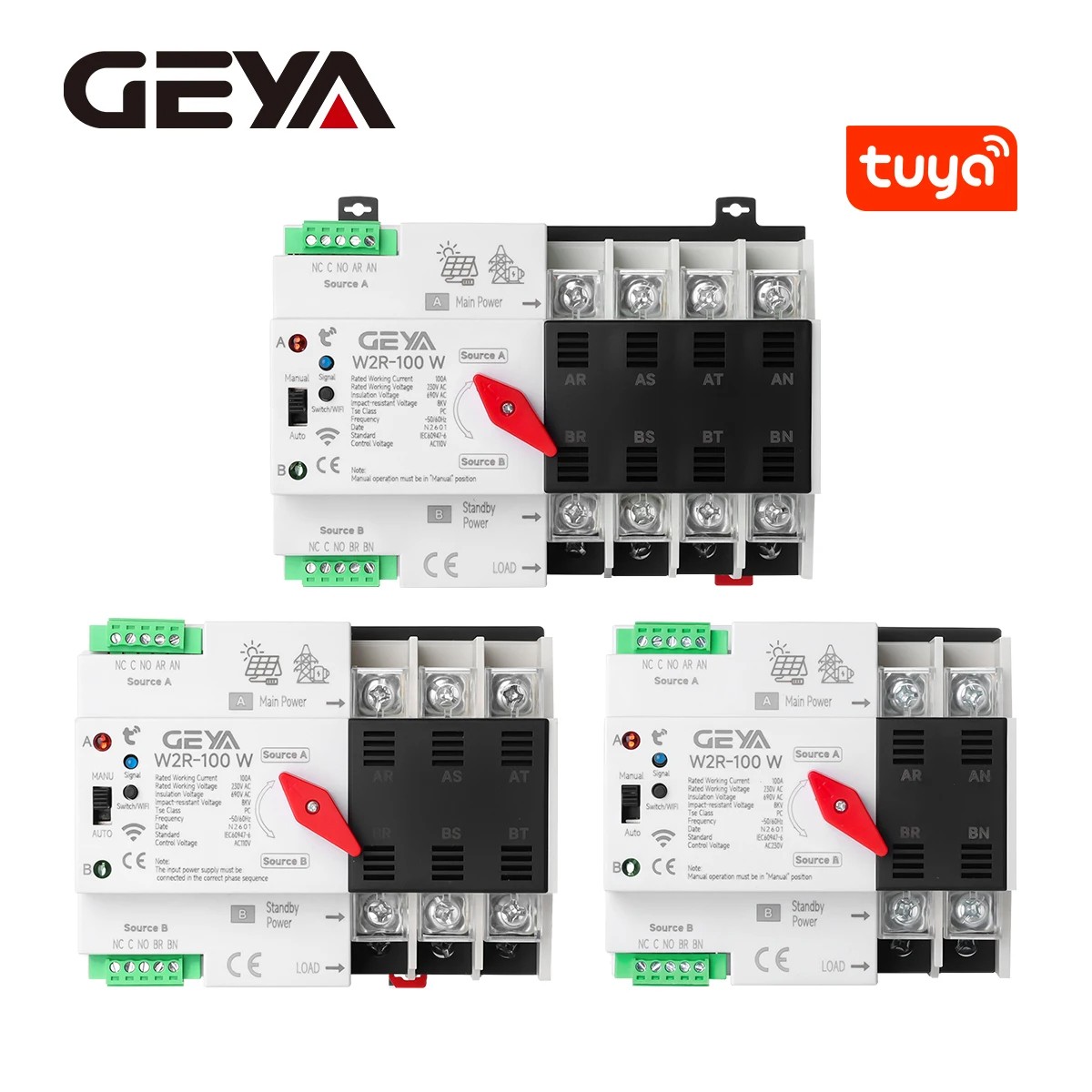 GEYA 2/3/4P WIFI ATS Dual Power Automatic Switcher for Solar Power Generators GEYA 2/3/4P WIFI ATS Dual Power Automatic Switcher for Solar Power Generators