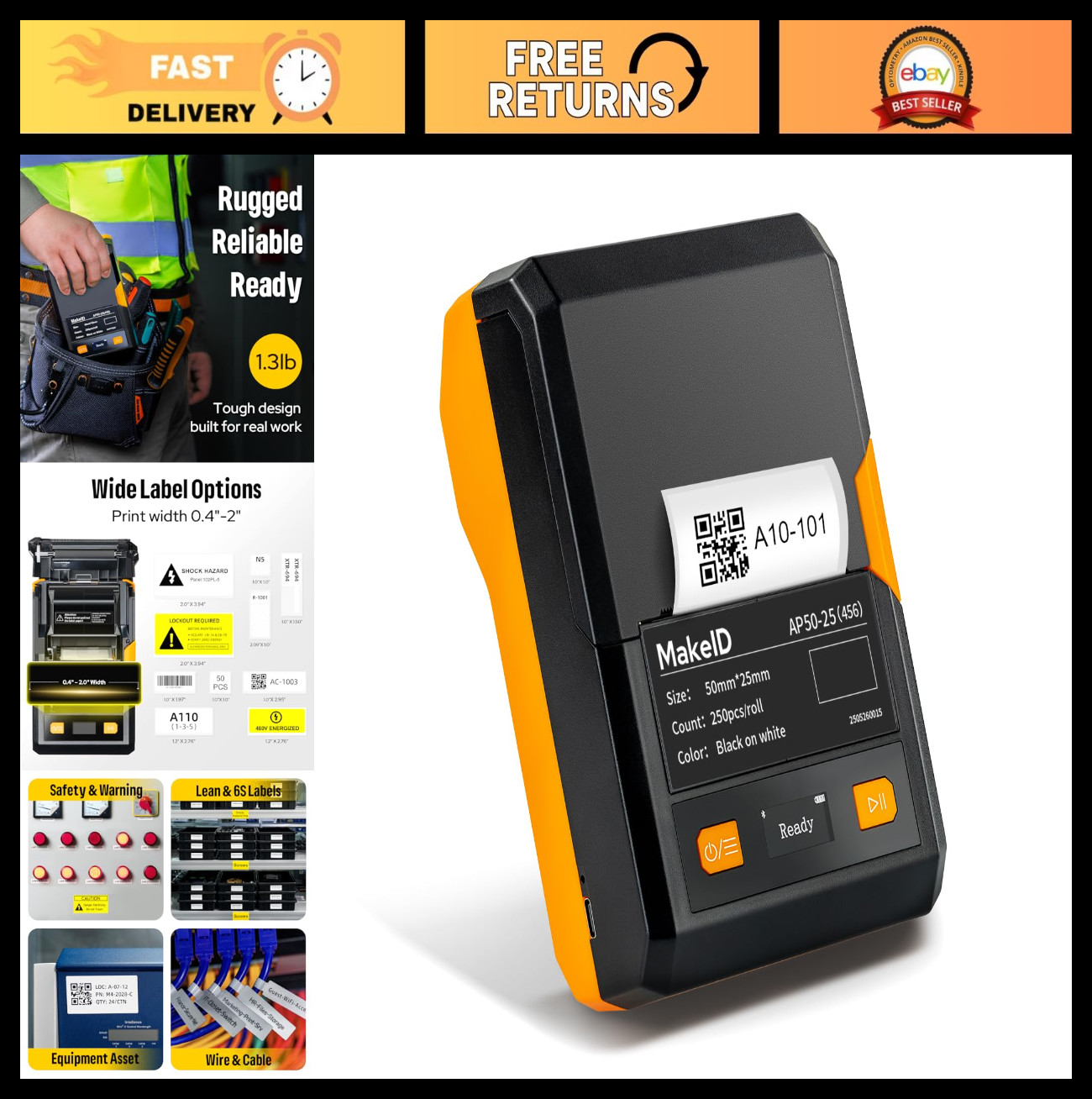 Portable Industrial Label Maker - Bluetooth 2\ Portable Industrial Label Maker - Bluetooth 2\