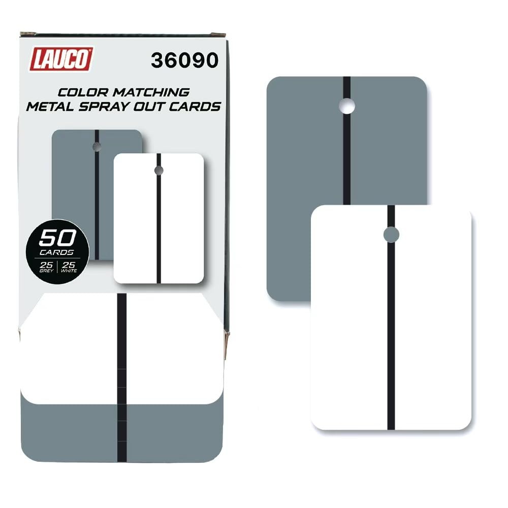 LAUCO Metal Spray Out Cards – White & Medium Grey Automotive Color Matching