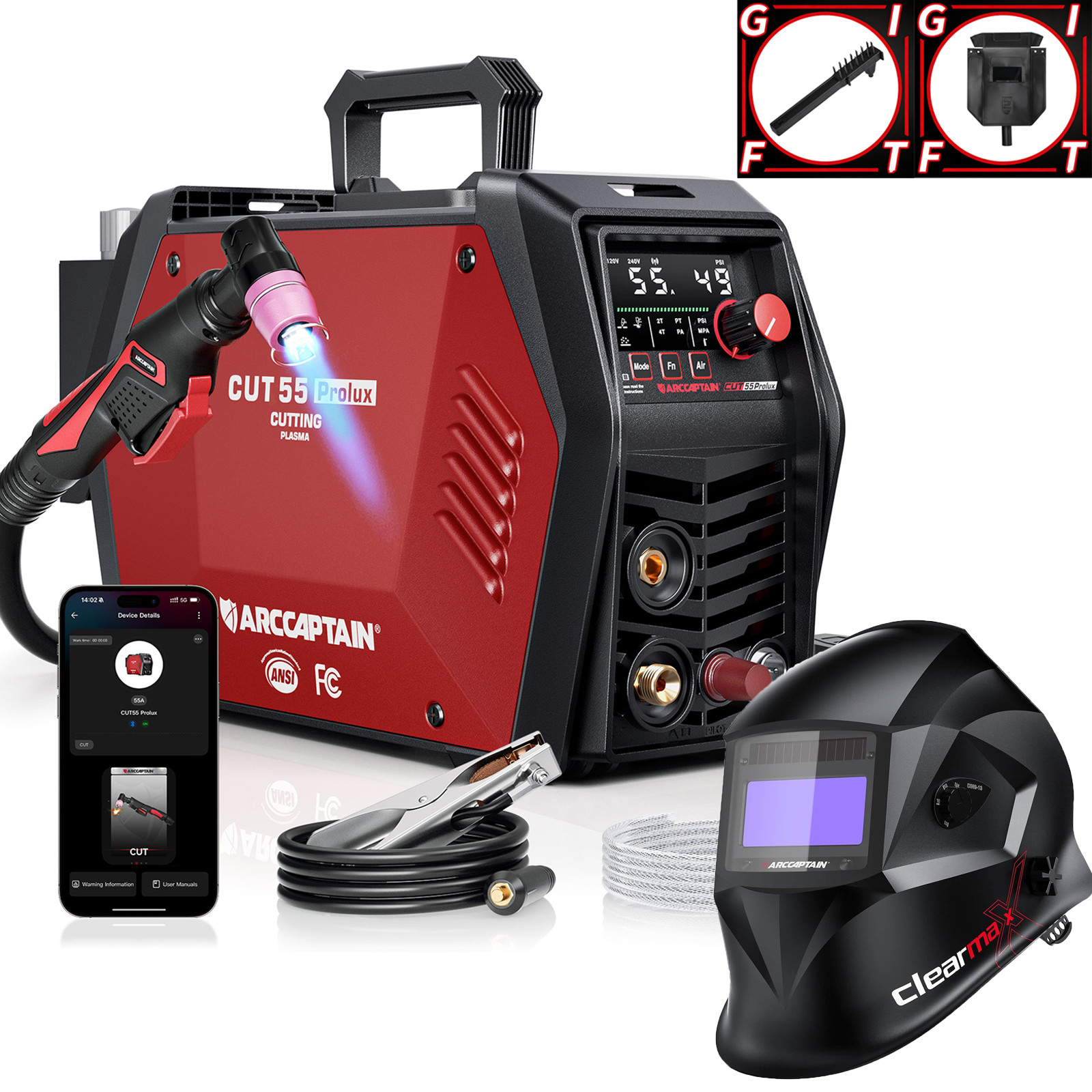 ARCCAPTAIN CUT55 Prolux Plasma Cutter Non-Touch Pilot Arc HF PA/PT App Control🔥 ARCCAPTAIN CUT55 Prolux Plasma Cutter Non-Touch Pilot Arc HF PA/PT App Control🔥