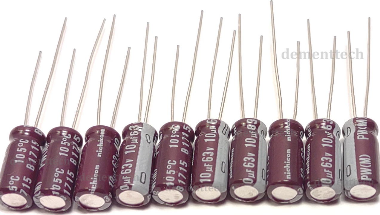 10x Nichicon PW 10uF 63V Low-ESR Impedance 105C radial capacitors caps 5mm 5x11