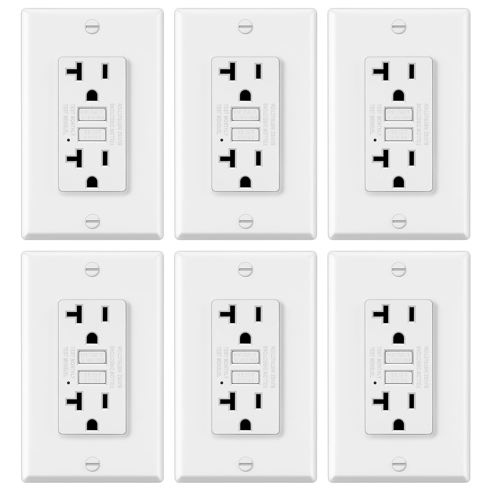 ELECTECK 6 Pack GFCI Outlets 20 Amp, Non-Tamper Resistant, Decor GFI Receptac... ELECTECK 6 Pack GFCI Outlets 20 Amp, Non-Tamper Resistant, Decor GFI Receptac...