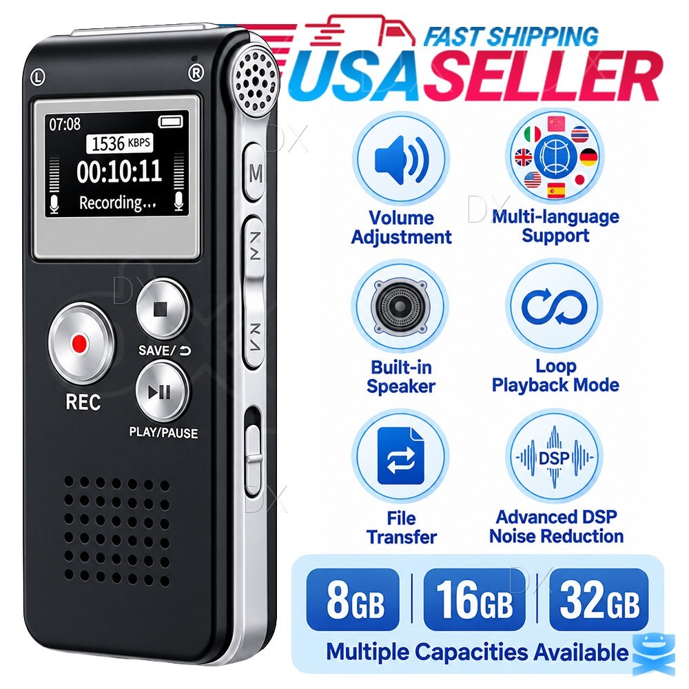 Voice Recorder Digital Dictaphone MP3 WAV Audio Recorder USB MP3 Player Lecture Voice Recorder Digital Dictaphone MP3 WAV Audio Recorder USB MP3 Player Lecture