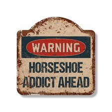 Rustic Vintage Horseshoe Addict Novelty Sign Game Team Player Team Horse picture