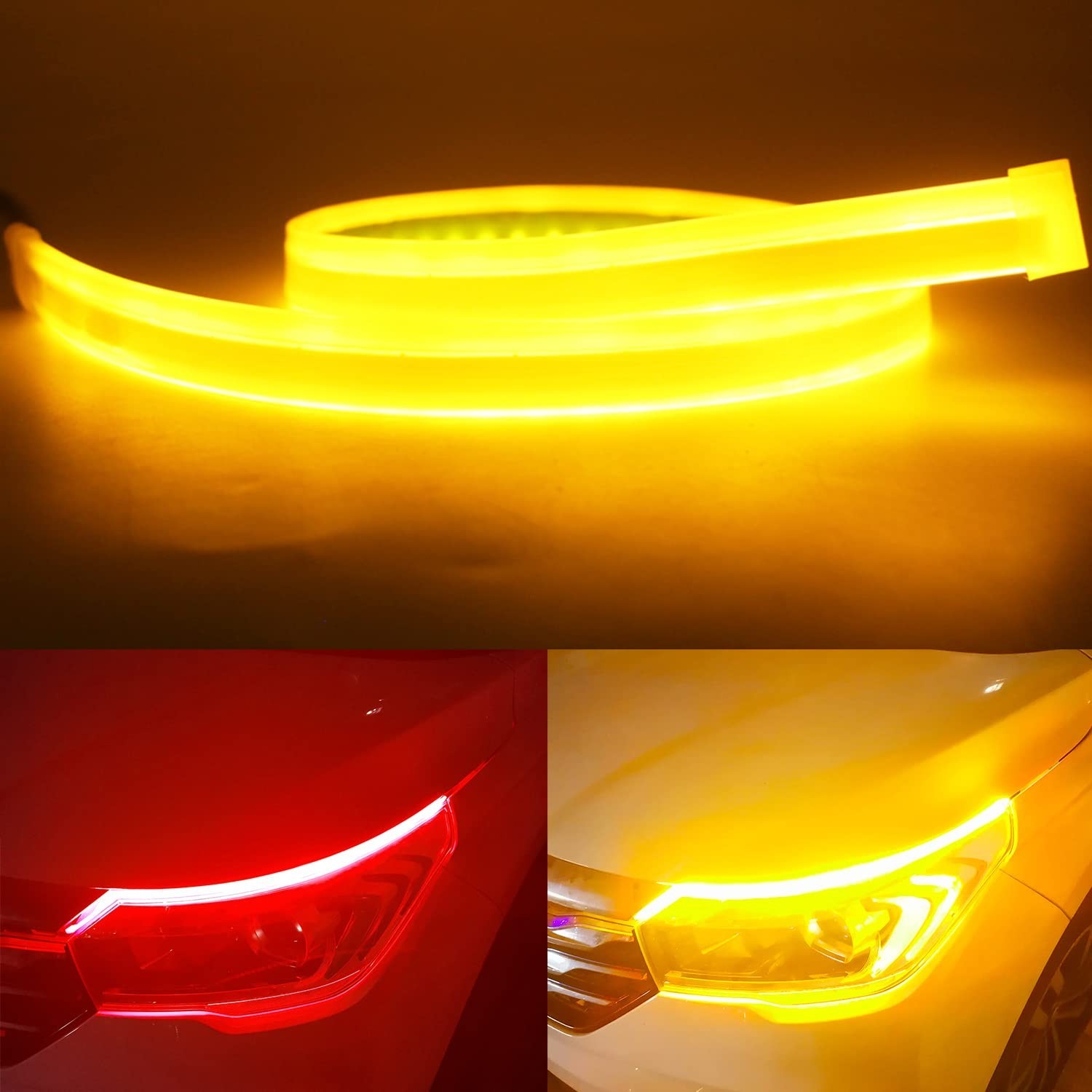 Qasim Sequential Flowing LED Strip 24inch Red+Yellow Daytime Running Lights 6... Qasim Sequential Flowing LED Strip 24inch Red+Yellow Daytime Running Lights 6...