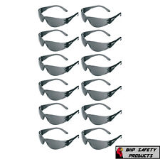 12 PAIR PACK Protective Safety Glasses Grey Smoke Lens Sunglasses Work Lot of 12 picture