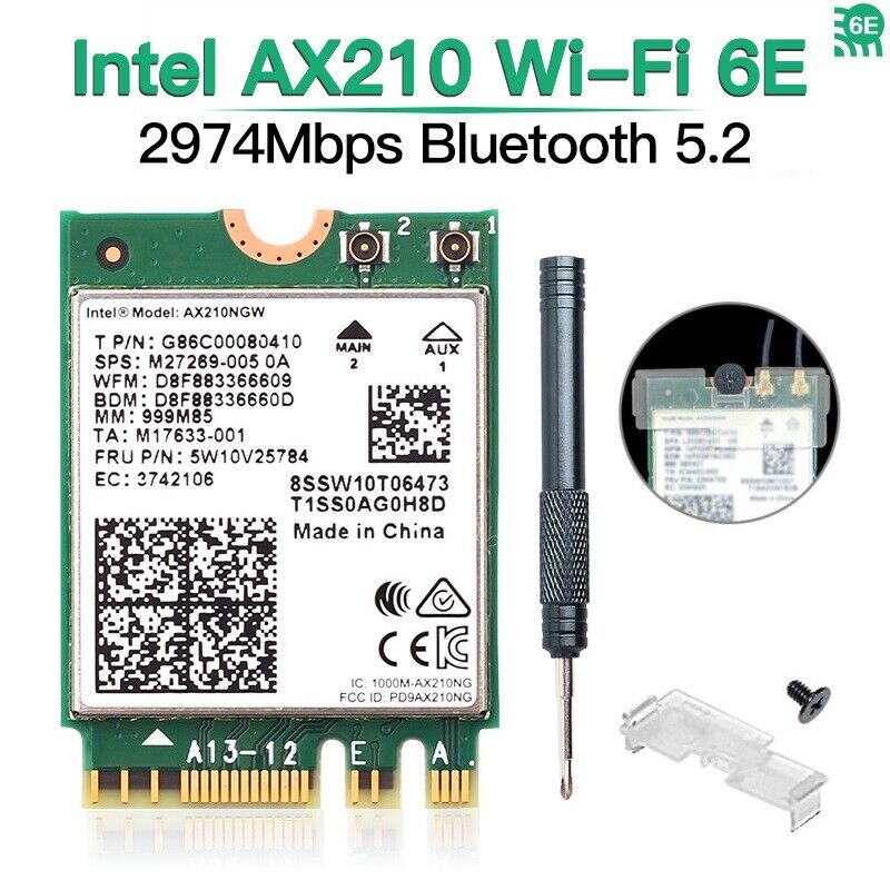Intel WiFi 6E AX210NGW NGFF M.2 Wireless Wifi Card AX210 Bluetooth 5.2 Adapter