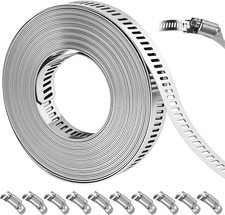 16FT DIY Hose Clamp Assortment Kit 304 Stainless Steel 10 Fasteners Worm Gear Pi picture