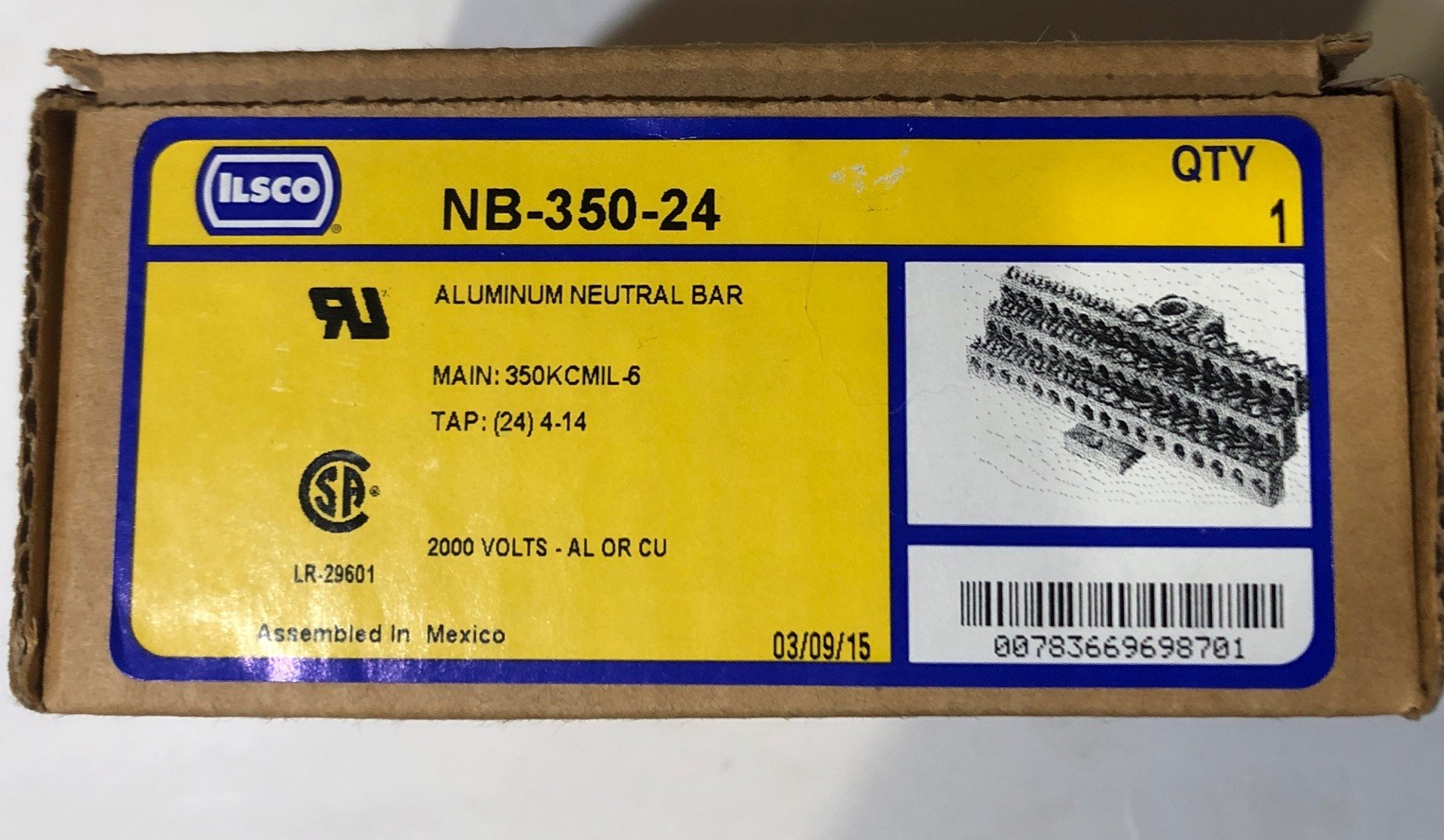 ILSCO NB-350-24, AL MEC (L)350-6 (T)(24)14-6 T UR NEW ILSCO NB-350-24, AL MEC (L)350-6 (T)(24)14-6 T UR NEW