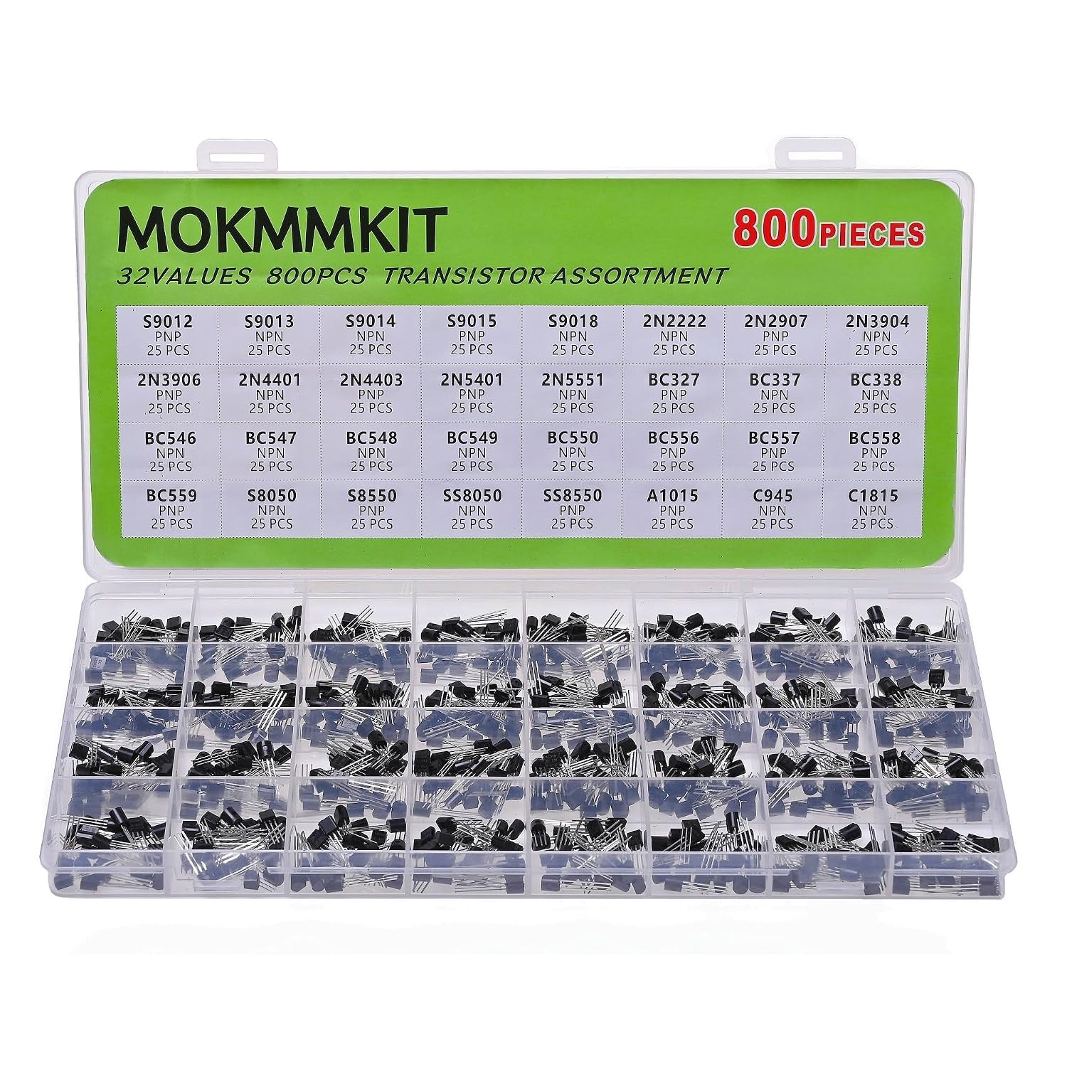 32 Values 800 Pieces Transistor Assortment Kit 2N2222 2N2907 2N3904 32 Values 800 Pieces Transistor Assortment Kit 2N2222 2N2907 2N3904