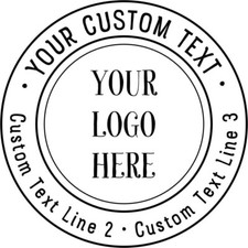 Custom Logo Double Round Border Stamp - 3 Lines of Text - Self-Inking Stamper picture