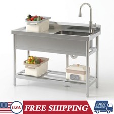 47''x20''x37'' Stainless Steel Utility Sink Freestanding Single Bowl with Faucet picture