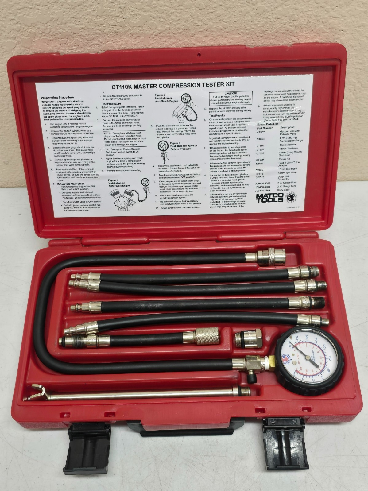 Matco Tools CT110K Master Compression Tester Kit Matco Tools CT110K Master Compression Tester Kit