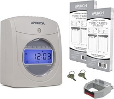 uPunch HN2500 Calculating Time Clock Bundle 100 Cards Ribbon Keys Small Business picture