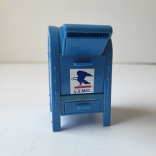 Vintage JSNY Blue Miniature U.S. MAIL Post Box w/ Slot Drawers Desk Office Decor picture