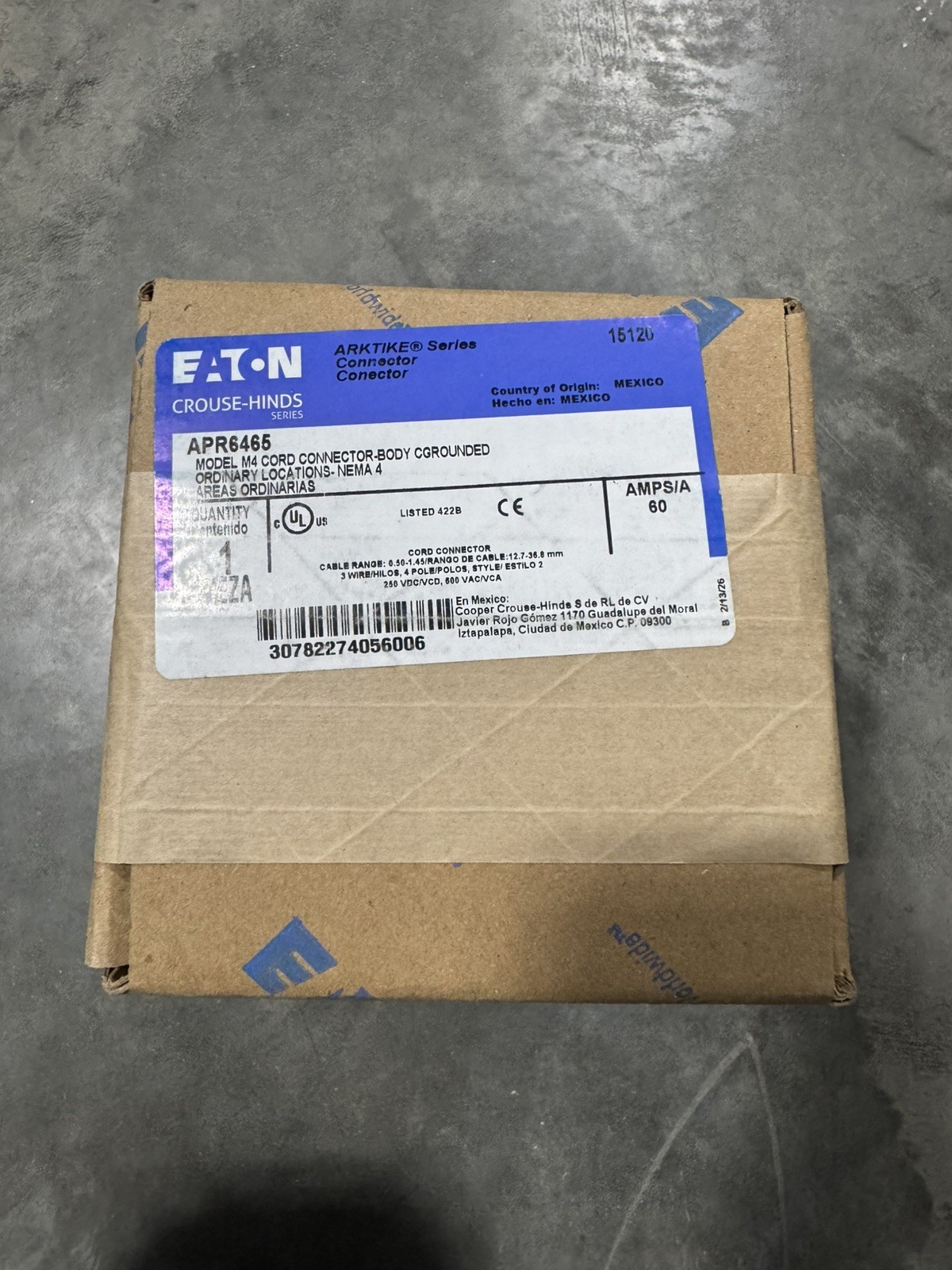 Crouse-Hinds APR6465 3-Wire/4-Pole Arktite Heavy-Duty 60A 600V Connector Crouse-Hinds APR6465 3-Wire/4-Pole Arktite Heavy-Duty 60A 600V Connector