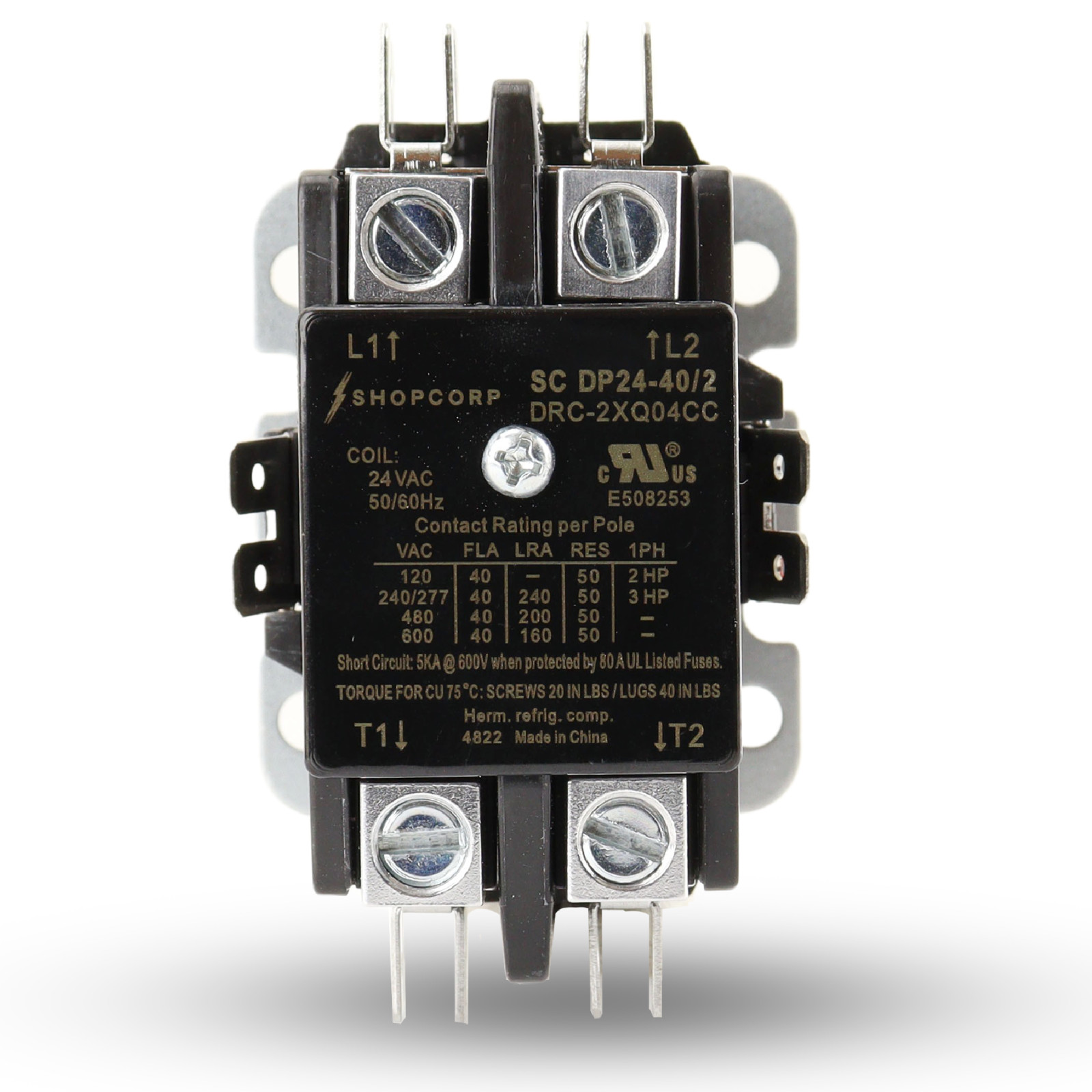 AC Contactor 40 Amp 50 RES 2 Pole 24VAC Coil – Definite Purpose UL Recognized AC Contactor 40 Amp 50 RES 2 Pole 24VAC Coil – Definite Purpose UL Recognized