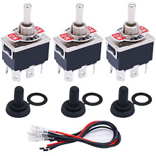 TWTADE 3 Pcs Momentary Rocker Toggle Switch-6 Pin DPDT 16A 250VAC,Waterproof Cap picture