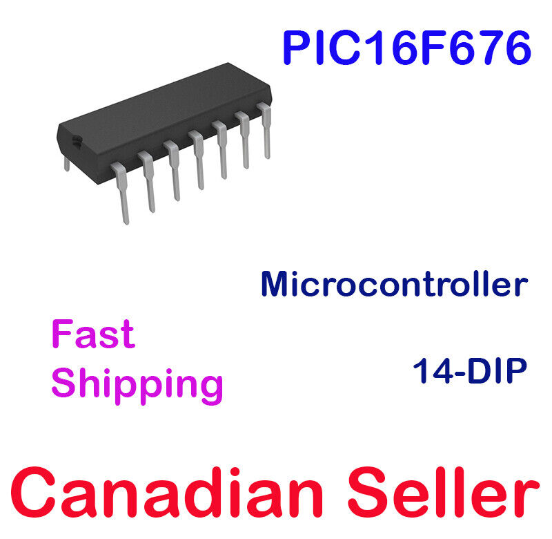 PIC16F676 IC 8-Bit CMOS A/D EEPROM SRAM Flash Microcontroller 14-DIP Microchip