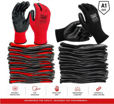 12 Pairs Nitrile Coated Work Gloves ANSI A1 Cut EN388 3121X Oil Resistant Coated picture
