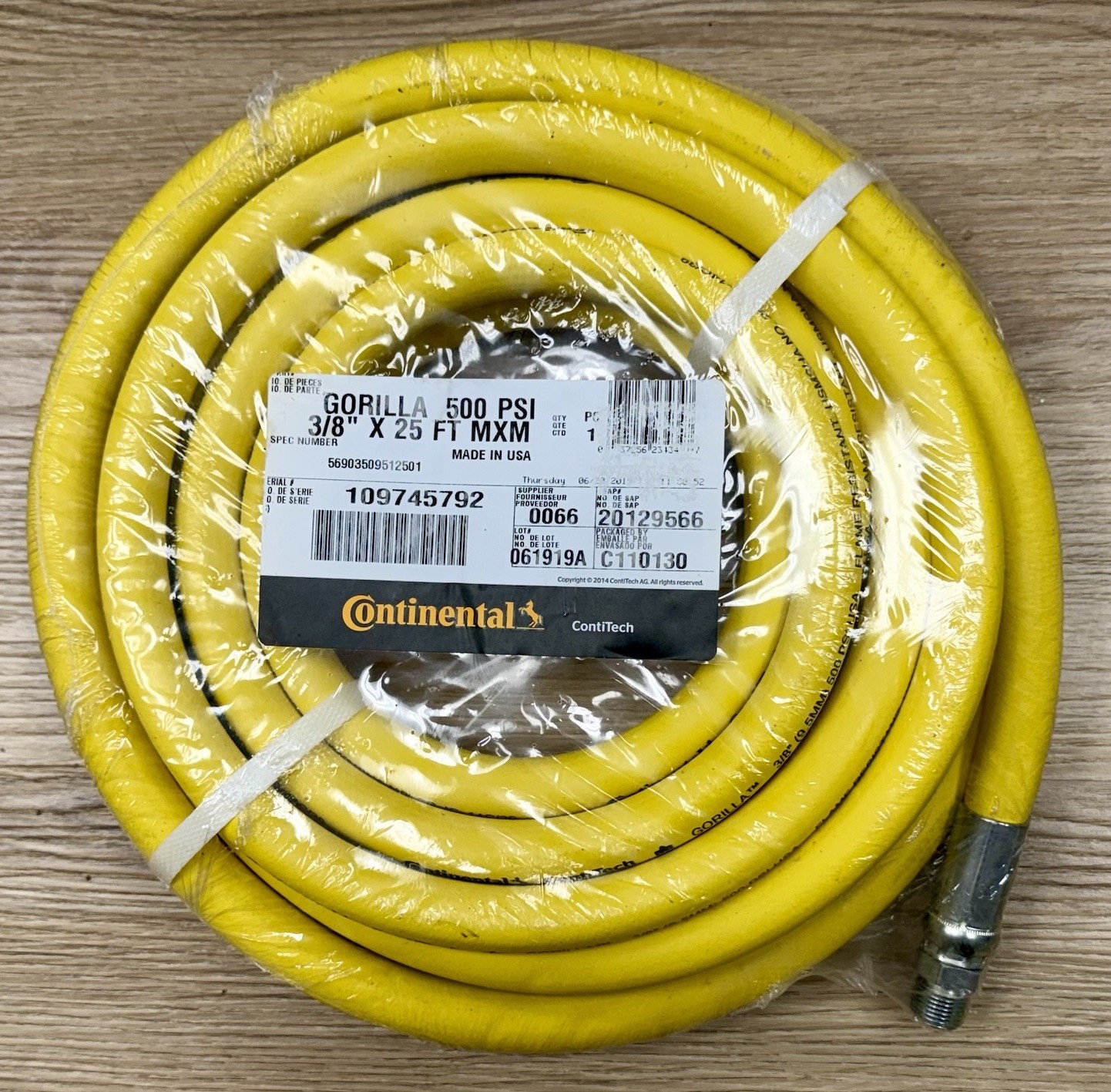 NEW 25 FT. Continental ContiTech GORILLA Premium Air Hose | 3/8” | 500 PSI | 25\' NEW 25 FT. Continental ContiTech GORILLA Premium Air Hose | 3/8” | 500 PSI | 25\'