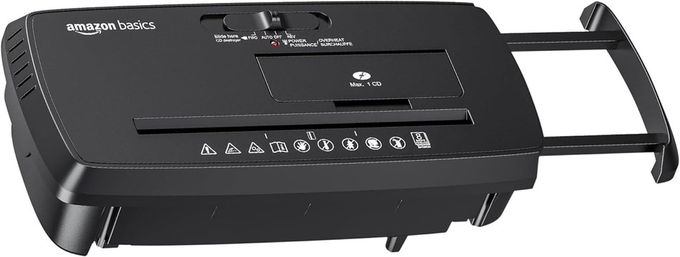 Amazon Basics Credit Card Shredder 8-Sheet Strip Cut Paper CD with Auto-Off. Amazon Basics Credit Card Shredder 8-Sheet Strip Cut Paper CD with Auto-Off.