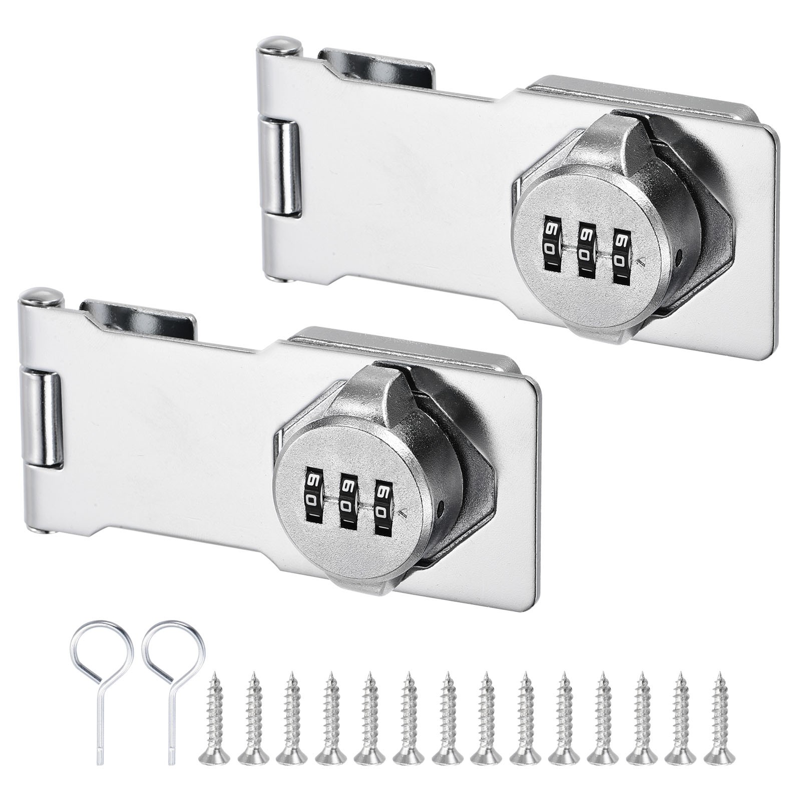 2Pcs Household Cabinet Password Lock Hasp Latch with 3-Digit Password Silver 2Pcs Household Cabinet Password Lock Hasp Latch with 3-Digit Password Silver