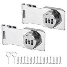 2Pcs Household Cabinet Password Lock Hasp Latch with 3-Digit Password Silver picture