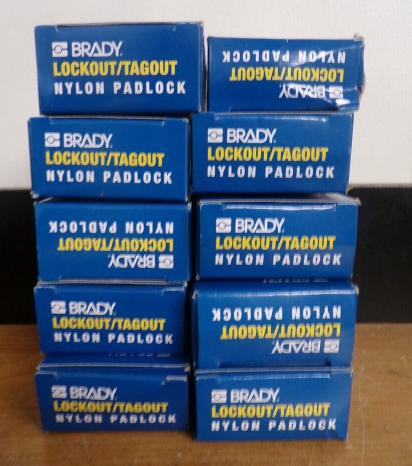 10 PACK NEW Brady 99556 Plastic Lockout/Tagout Padlock Keyed Different ...