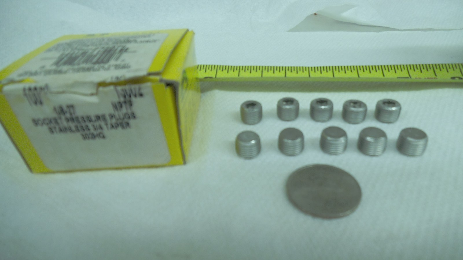 Lot of 10 pcs Holo Krome Stainless pipe plugs, 1/8-27, 5/16