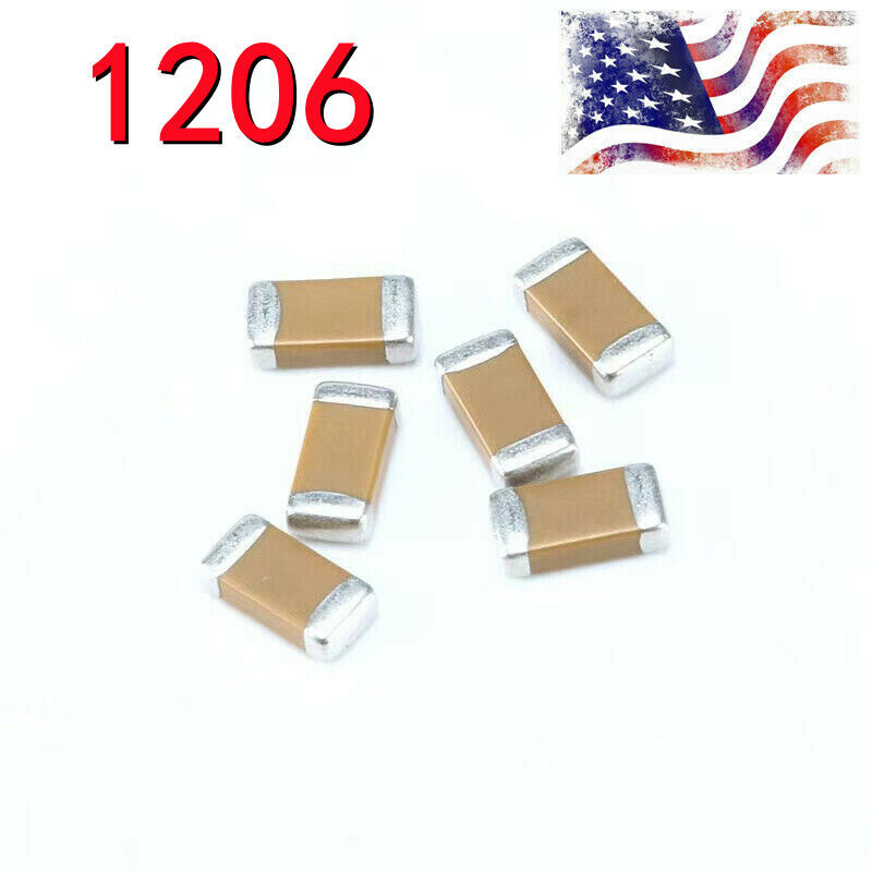 10 pcs 1206 SMD Capacitor 50V Choose From 0.5pF to 1uF 80 Values US Ship