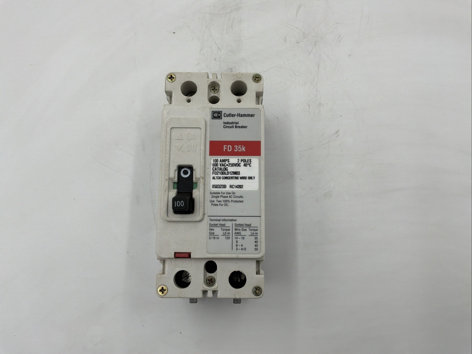 EATON FD2200LSD12M03 200Amp 2P 35k Circuit Breaker EATON FD2200LSD12M03 200Amp 2P 35k Circuit Breaker
