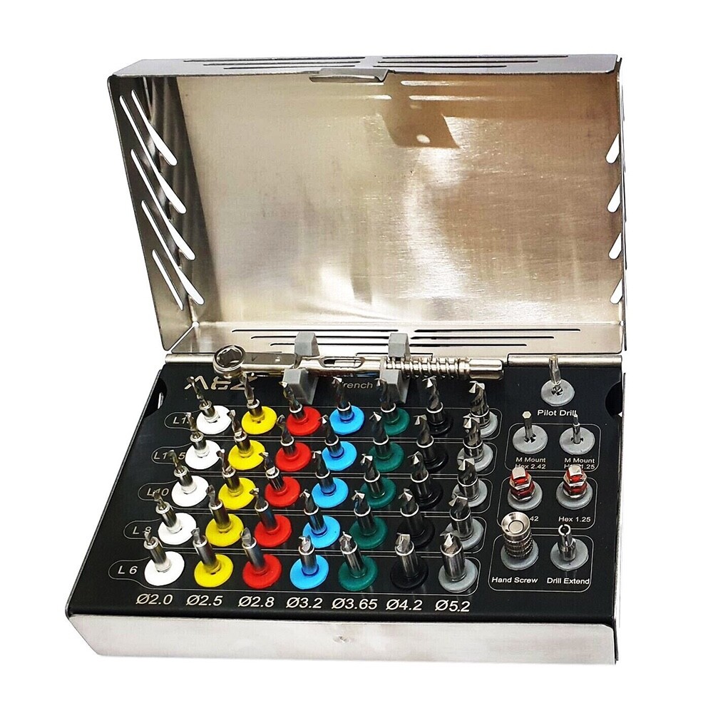 Dental Implant 35 Integral Stopper Drills with Drivers and Keys Complete Kit Dental Implant 35 Integral Stopper Drills with Drivers and Keys Complete Kit