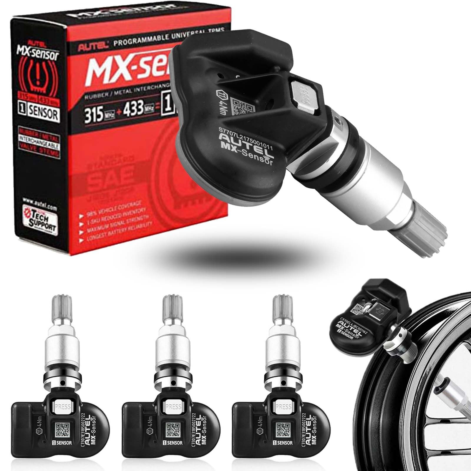 Autel TPMS Sensors MX Sensors 4pcs Universal Tire Sensor Dual Frequency