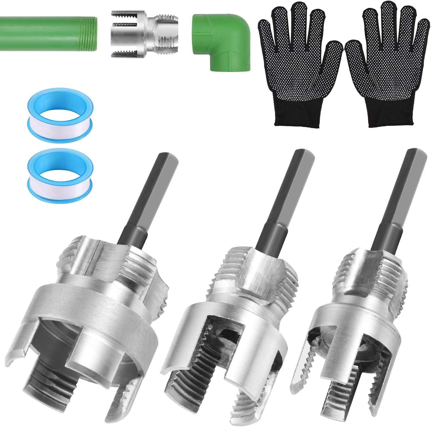 3Pcs PVC Pipe Threader Kit 1/2 3Pcs PVC Pipe Threader Kit 1/2