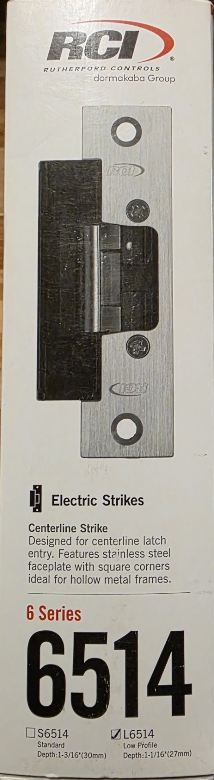 RCI Dormakaba 6 Series Electric Door Centerline Strike L6514 RCI Dormakaba 6 Series Electric Door Centerline Strike L6514