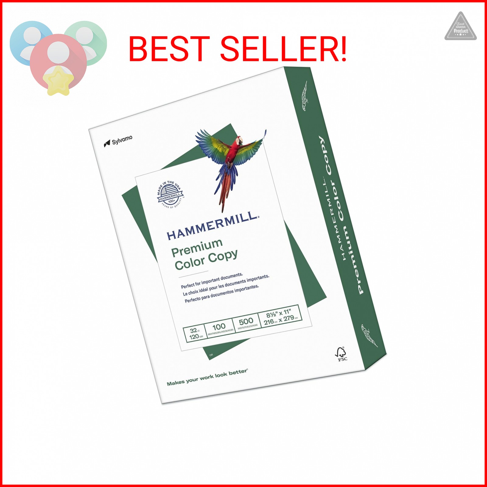 Hammermill Printer Paper, Premium Color 32 Lb Copy Paper, 8.5 x 11 - 1 Ream (500 Hammermill Printer Paper, Premium Color 32 Lb Copy Paper, 8.5 x 11 - 1 Ream (500