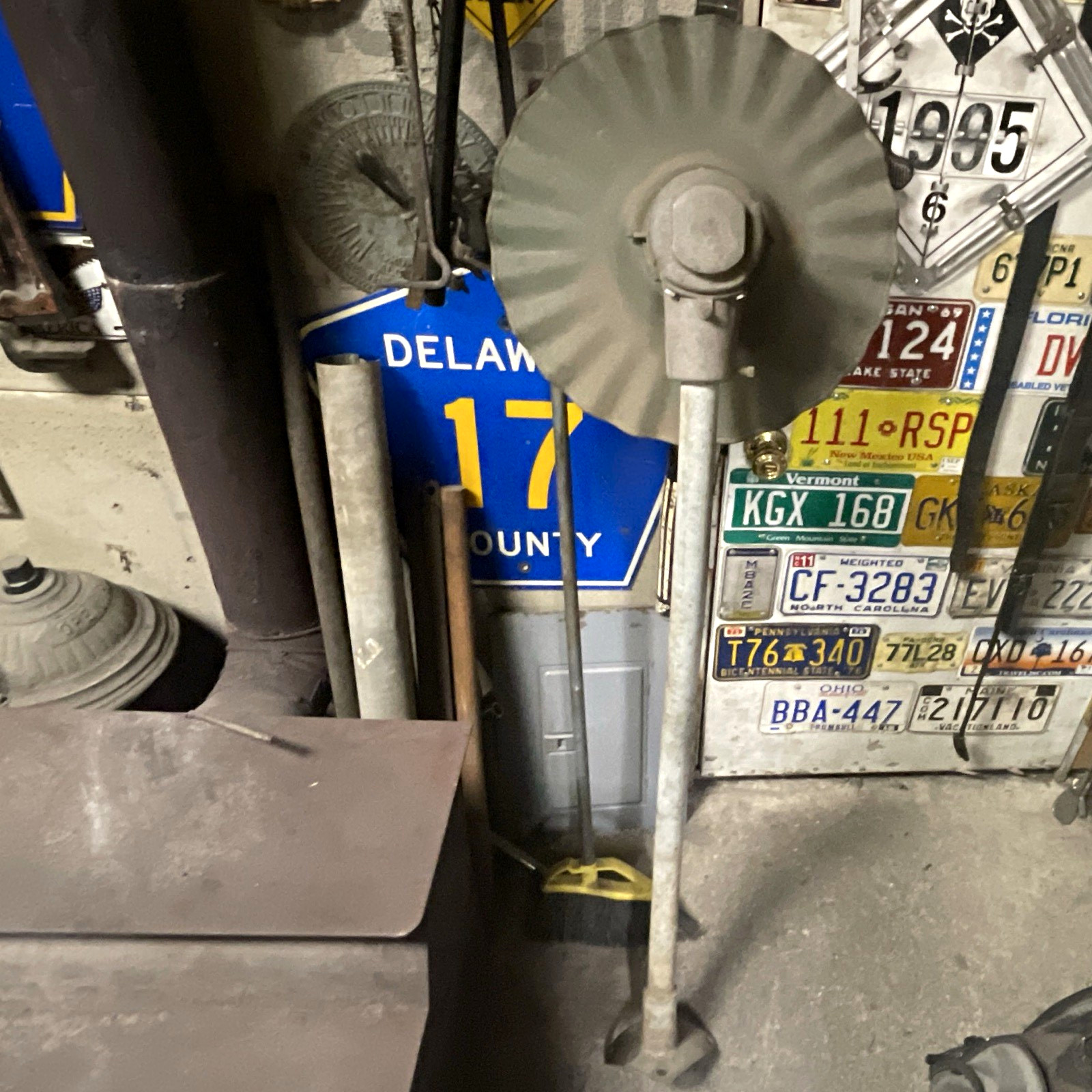 Vintage Radial Wave Gas Station Light & Porcelain Shade Utility Pole Bracket Vintage Radial Wave Gas Station Light & Porcelain Shade Utility Pole Bracket