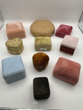 10 Vintage Velvet Jewelry Presentation Boxes Signed Estate Ring Display Cases  picture