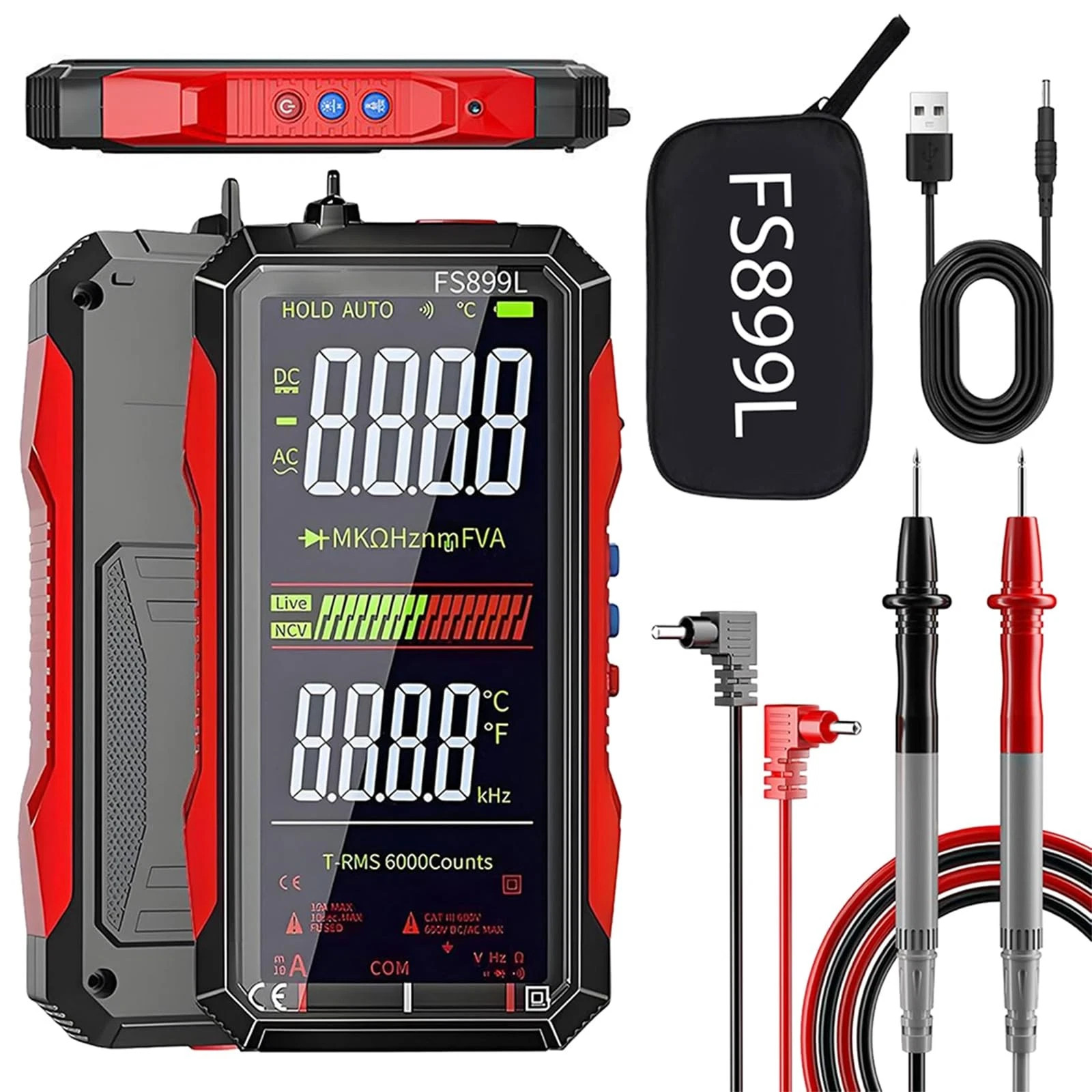 2026 Upgraded FS899L Digital Multimeter Kit, USB-C Rechargeable Color Screen 1/2