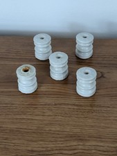 5x Vintage WP 22 Porcelain Insulators Spool Knobs Wire Cable Management USA picture