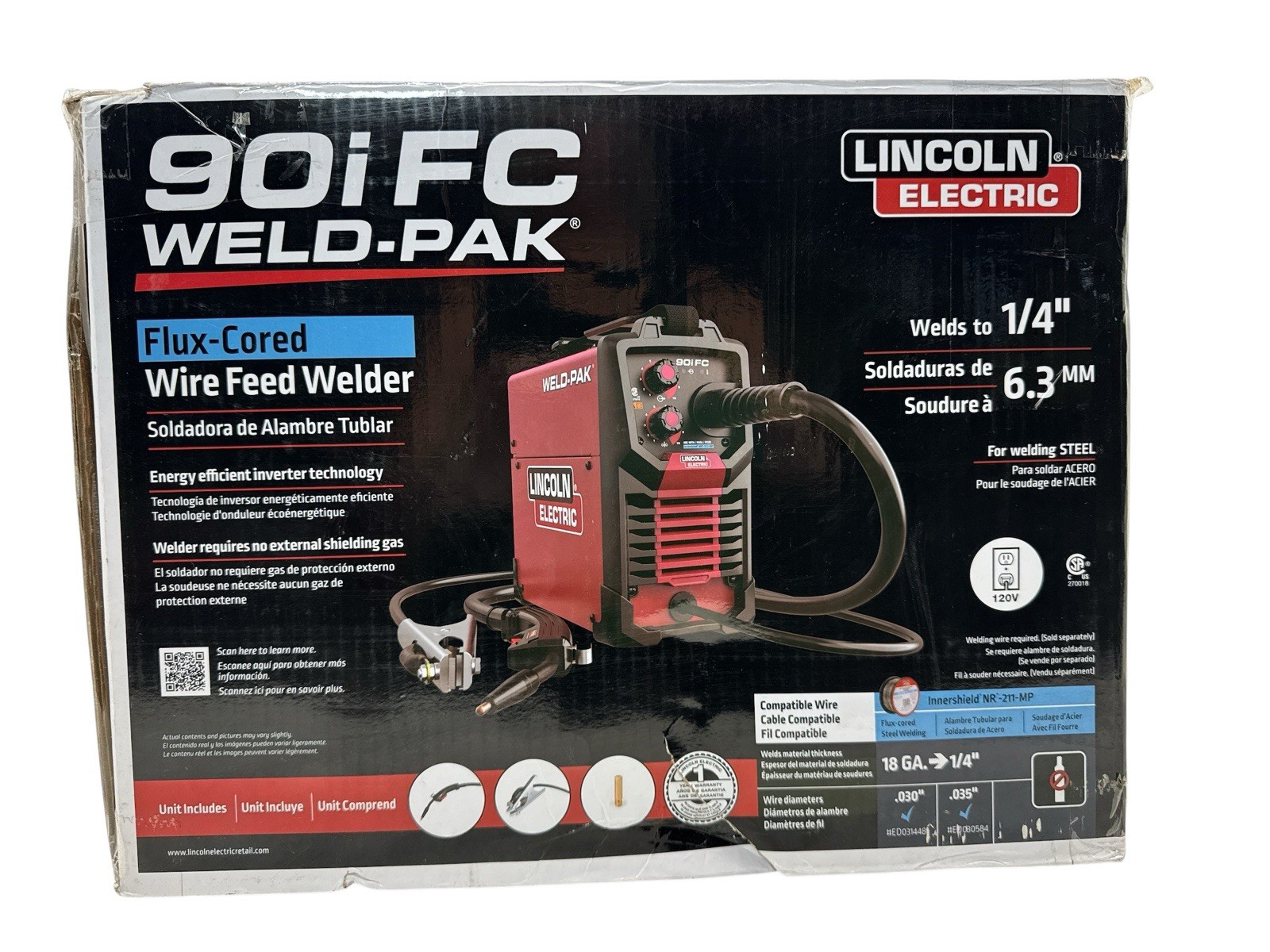 Lincoln Electric 90i FC WELD-PAK Flux-Cored Wire Feed Welder K5255-1 Light Used2 Lincoln Electric 90i FC WELD-PAK Flux-Cored Wire Feed Welder K5255-1 Light Used2