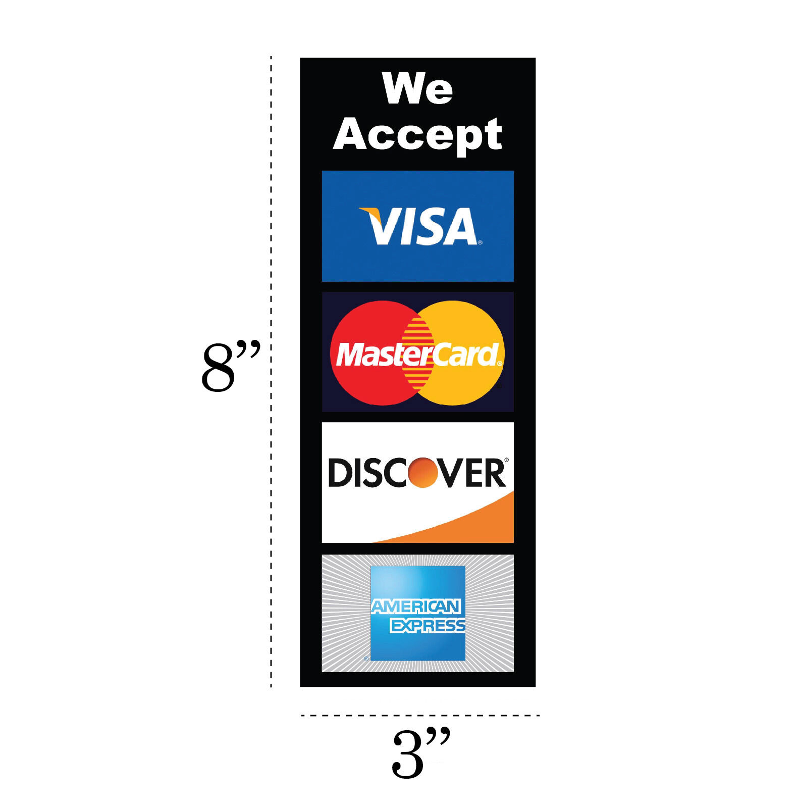 2x CREDIT CARD LOGO DECAL STICKERS Visa MasterCard Discover American Express POS