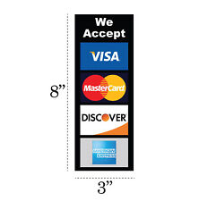 2x CREDIT CARD LOGO DECAL STICKERS Visa MasterCard Discover American Express POS picture