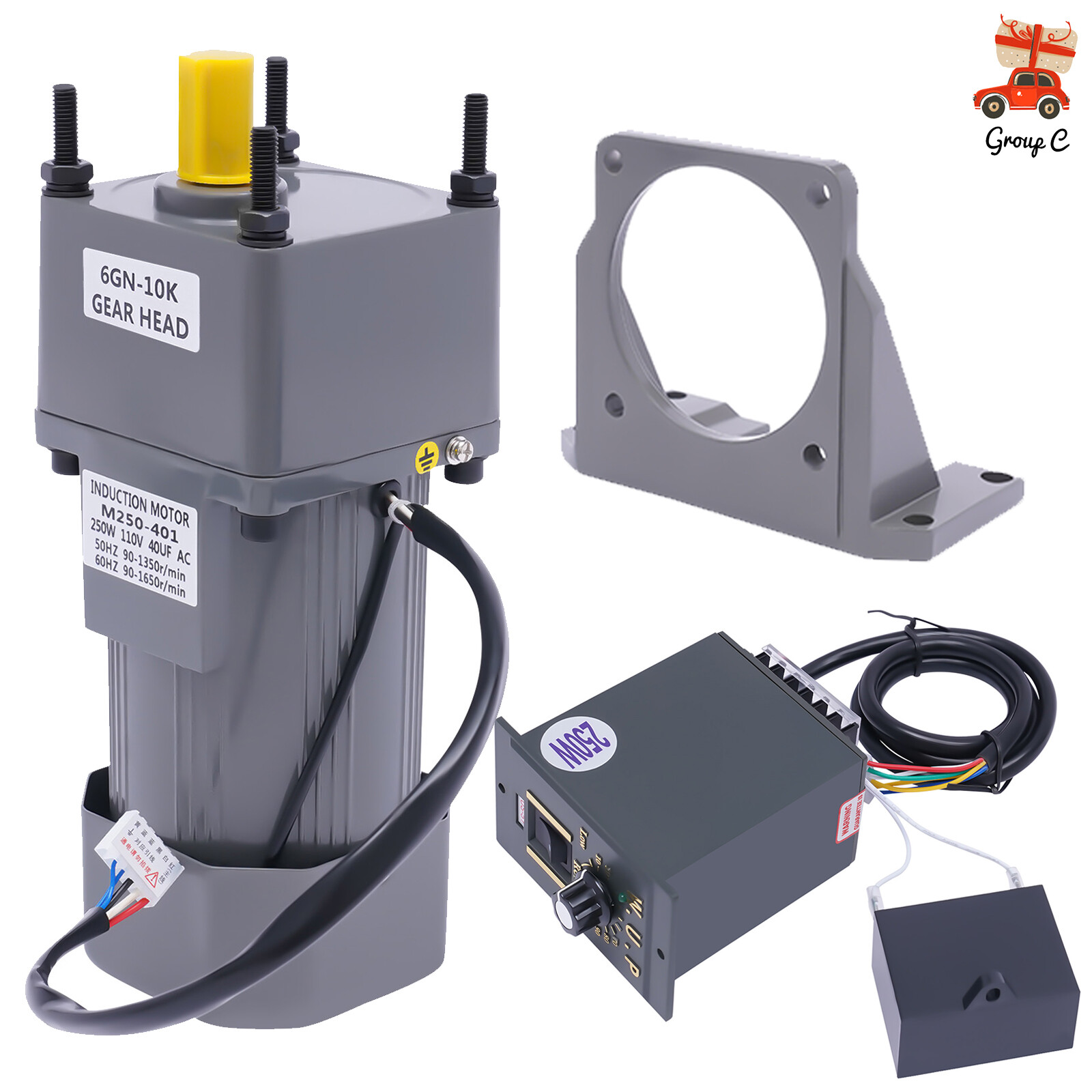 AC Gear Reduction Motor Electric+Variable Speed Control Reversible 110V 250W New AC Gear Reduction Motor Electric+Variable Speed Control Reversible 110V 250W New
