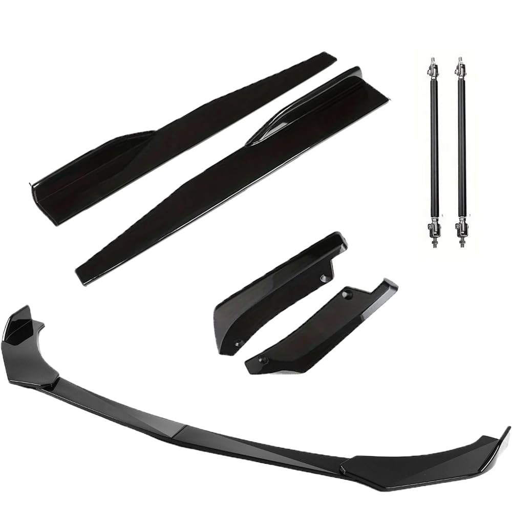 Glossy Black Universal Front Bumper Lip Spoiler Diffuser Body Kits Side Skirt
