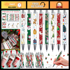 50 Pcs Christmas Retractable Pens Set - Red Green White Gift Bulk Stationery picture