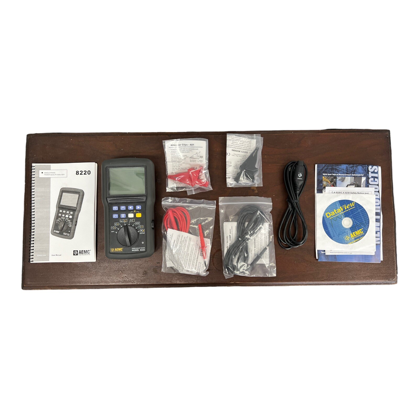 AEMC 8220 Single Phase Power Quality Meter Probes Leads Software Carry Bag New