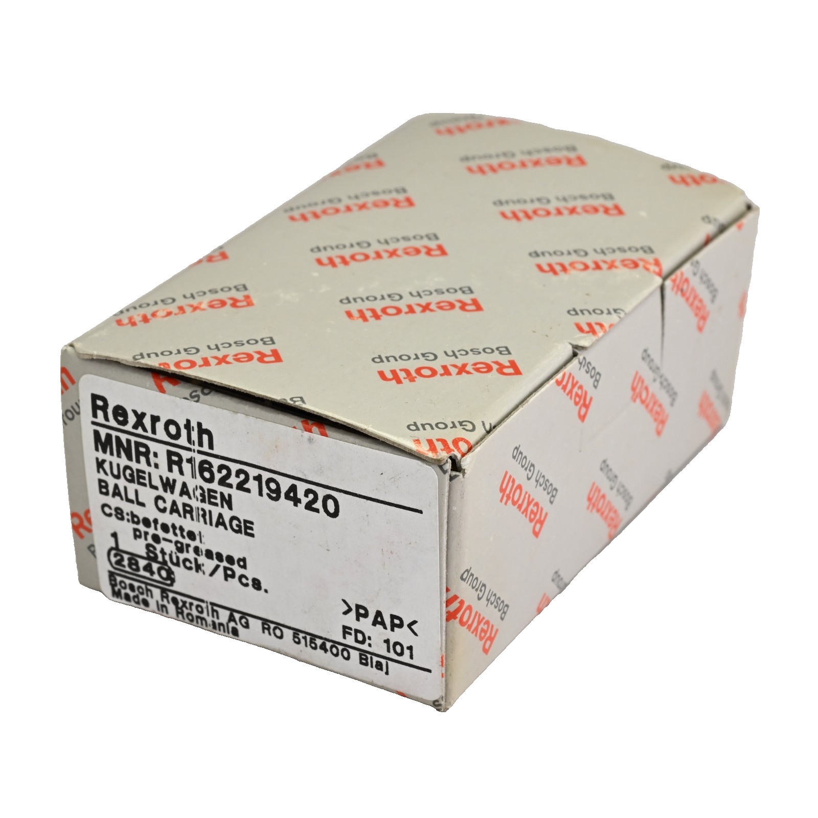 Bosch Rexroth R162219420 Pre-Greased Linear Guide Runner Block Bosch Rexroth R162219420 Pre-Greased Linear Guide Runner Block